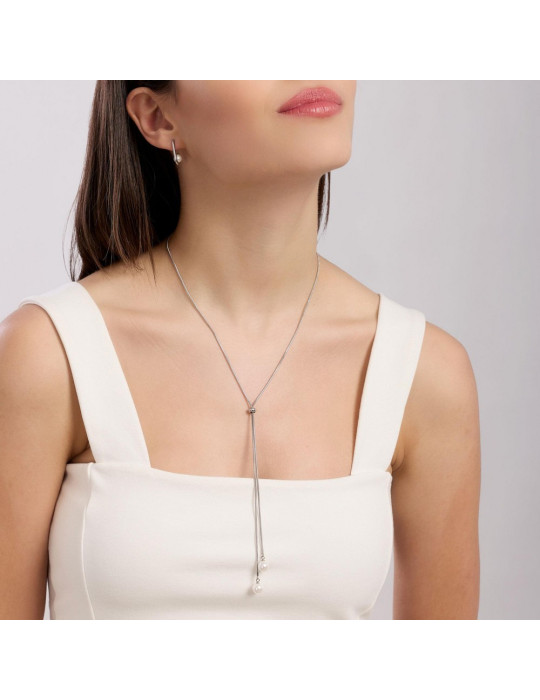 KIDULT - COLLANA CATENA SNAKE CON PERLE SILVER