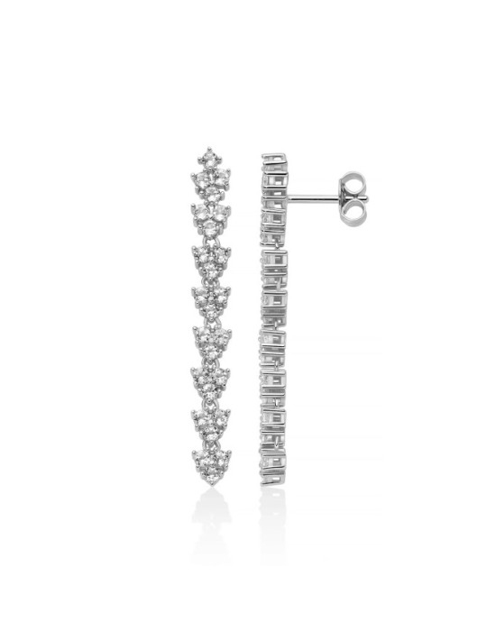 MILUNA - ORECCHINI PENDENTI UNICA NEVE SILVER