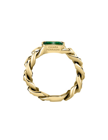 CHIARA FERRAGNI - ANELLO CHAIN GOLD EMERALD GREEN
