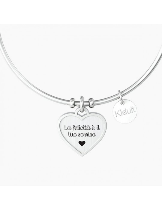 Bracciale KIDULT Special Moments In Acciaio 316L – Con Sfere Bianche E Ciondolo Cuore Bride – Gioiello Ipoallergenico