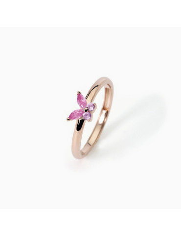 MABINA - ANELLO SECRET GARDEN CON FARFALLA ROSA