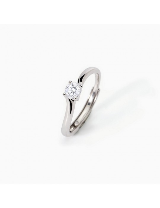 MABINA - ANELLO SOLITAIRE CON ZIRCONE BIANCO