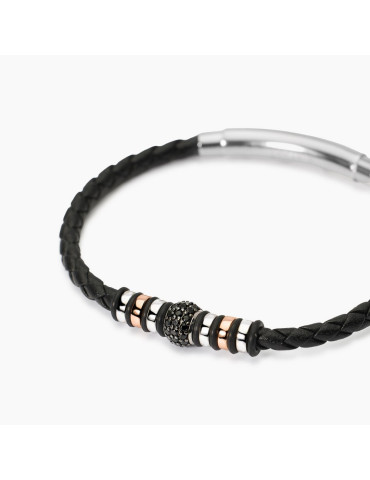 MABINA - BRACCIALE SMARTER IN LAB LEATHER NERO