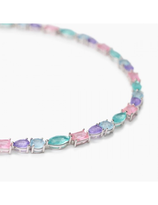MABINA - COLLANA SANTORINI MULTICOLOR SILVER
